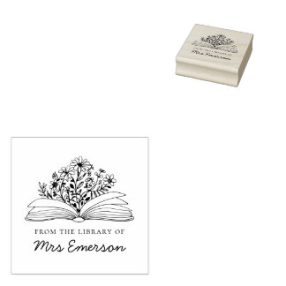 Sello de libro de profesores florales