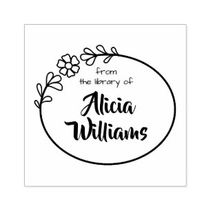 Sello de libro, marco floral