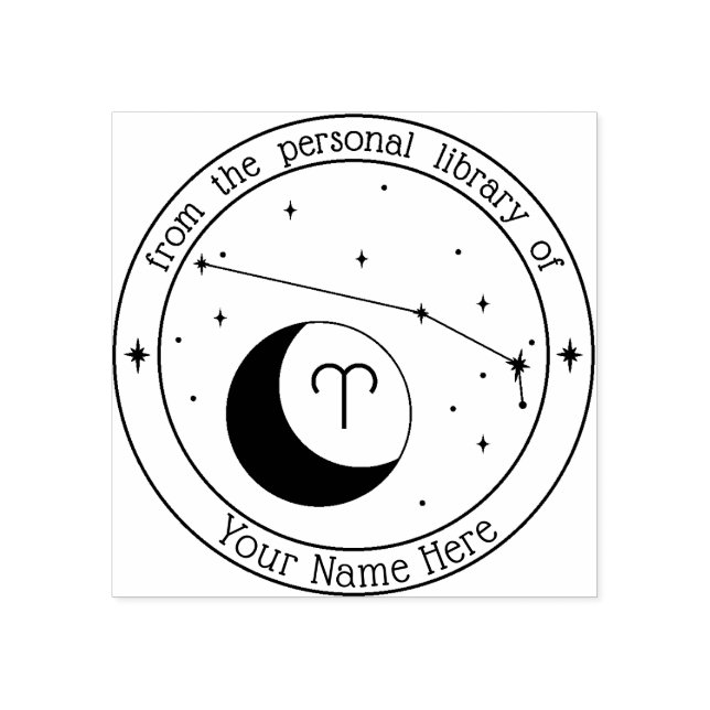 Sello de libro zodiaco personalizado de Aries (Impresión)