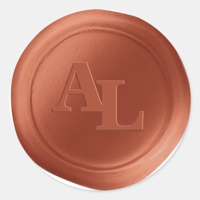 Sello de lino Naranja de otoño monograma pegatinas (Anverso)