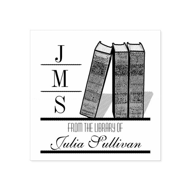 Sello de madera de estante de libros antiguos (Impresión)