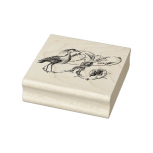 Sello de madera de garza blanca