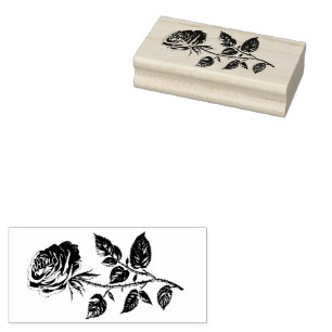 Sello de madera Rosa de época