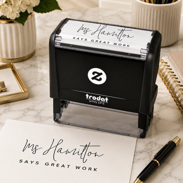Sello de maestro | Grandes sellos de calificación  (Personalized teacher stamp for marking homework, worksheets, and student papers with praise.)