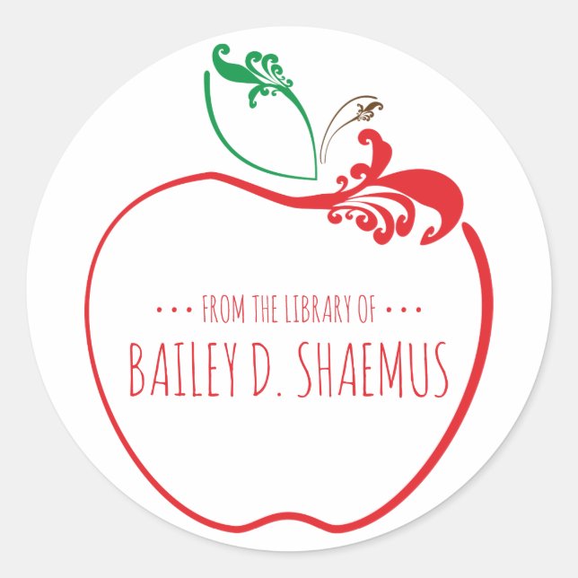 sello de manzana flourish en libro de biblioteca (Anverso)