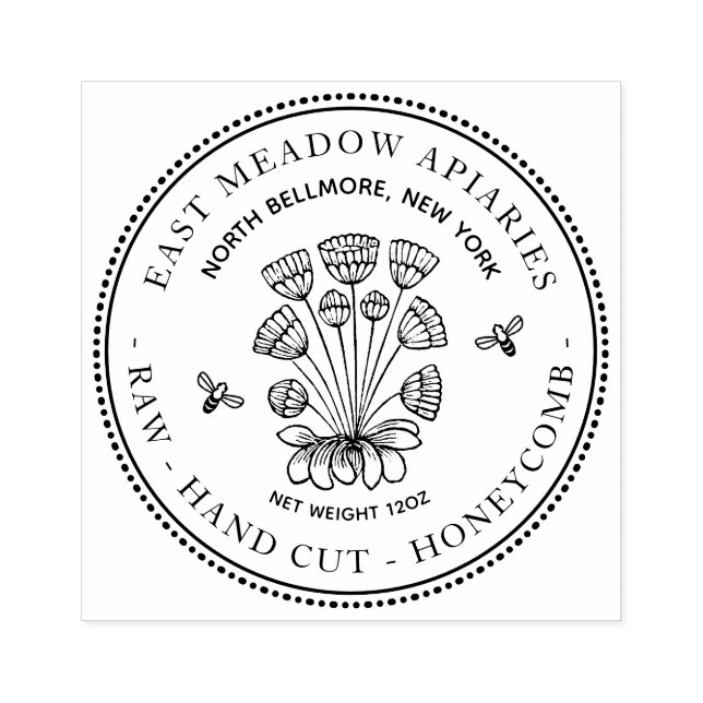Sello de margarita y abeja de abeja (Impresión)