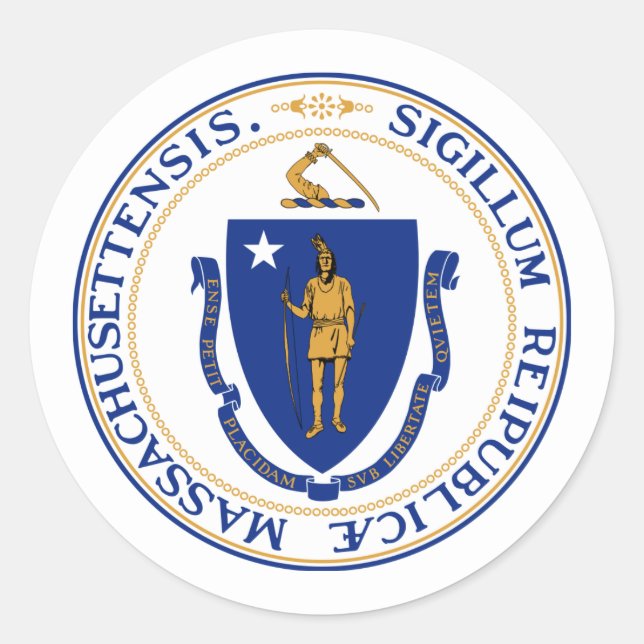 Sello de Massachusetts, sello del Pegatina de Mass (Anverso)