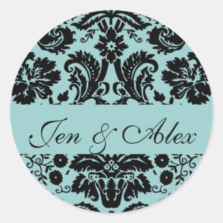 Sello de matrimonio Blue Bride Groom Damask