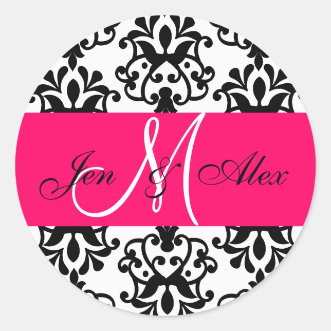 Sello de matrimonio Damask con nombres de monogram (Anverso)
