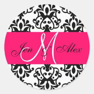 Sello de matrimonio Damask con nombres de monogram