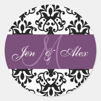 Sello de matrimonio Damask con nombres de monogram