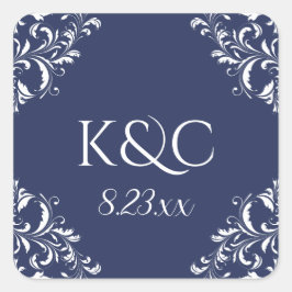 Sello de matrimonio elegante | Nadine - Azul marin