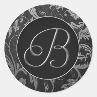 Sello de matrimonio Monograma B Plata y Damasco Ne