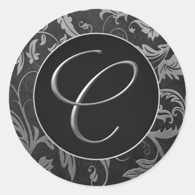 Sello de matrimonio Monograma C Plata y Damasco Ne (Anverso)