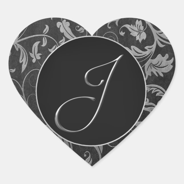 Sello de matrimonio Monograma J Plata y Damasco Ne (Anverso)