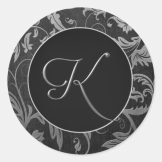 Sello de matrimonio Monograma K plateado y negro D