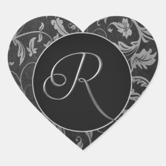 Sello de matrimonio Monograma R Plata y Damasco Ne