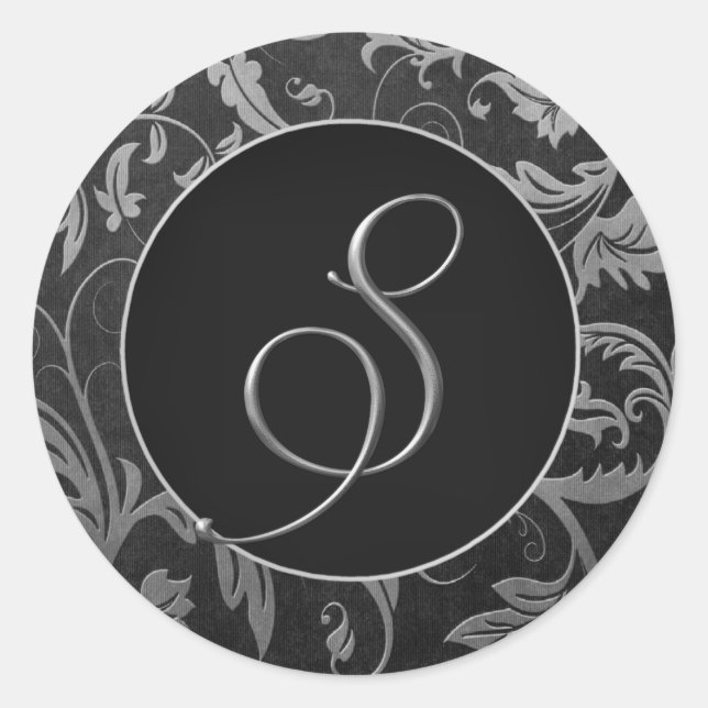 Sello de matrimonio Monograma S Plata y Damasco Ne (Anverso)
