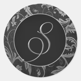 Sello de matrimonio Monograma S Plata y Damasco Ne