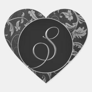 Sello de matrimonio Monograma S Plata y Damasco Ne