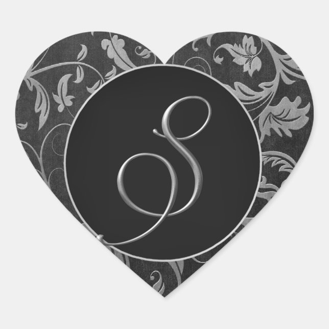 Sello de matrimonio Monograma S Plata y Damasco Ne (Anverso)