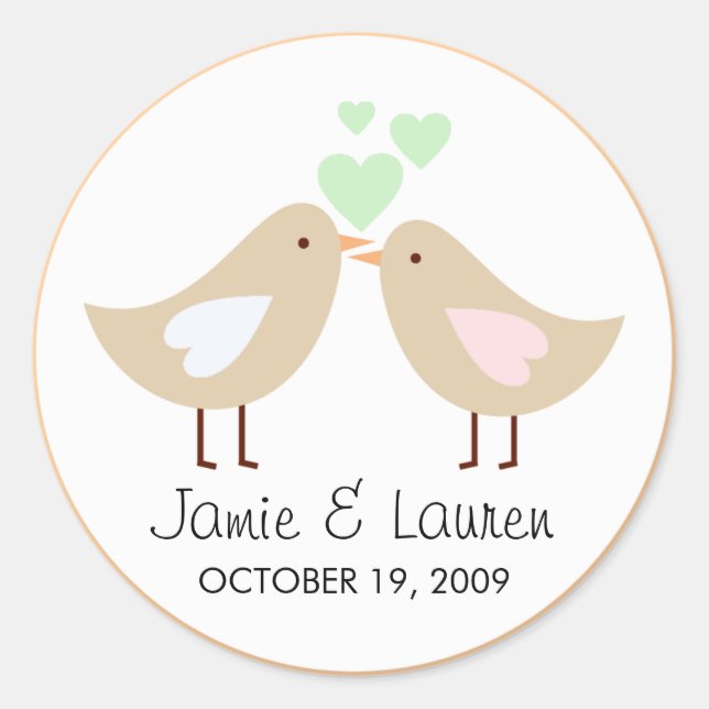 Sello de matrimonio personalizado de Aves de Amor (Anverso)
