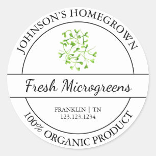 Sello de microvegetales orgánicos frescos de la hu