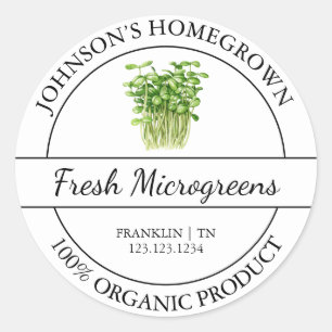 Sello de microvegetales orgánicos frescos de la hu