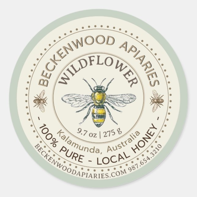 Sello de miel de abeja amarilla Beekeeper Sage Bor (Anverso)