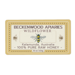 Sello de miel de abeja amarilla borde de barra de 