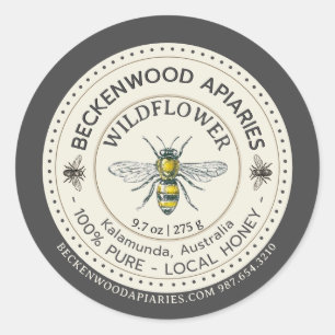 Sello de miel de abeja amarilla borde de pizarra d