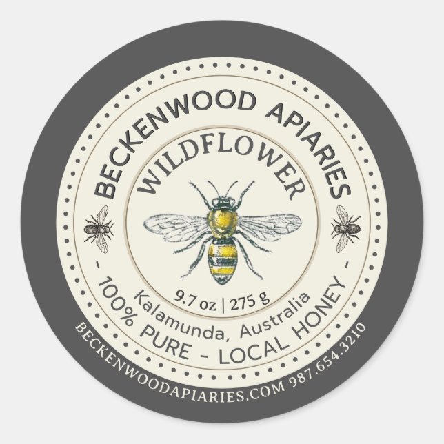 Sello de miel de abeja amarilla borde de pizarra d (Anverso)