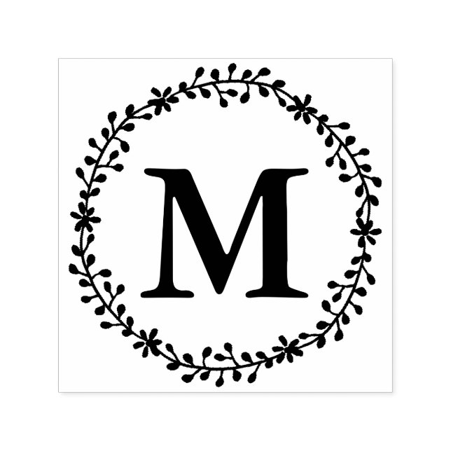 Sello de monograma de corona floral (Diseño)