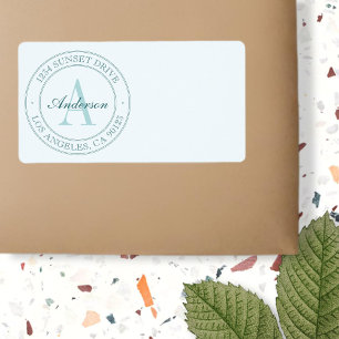 Sello de Monograma Elegante de Aqua Verde