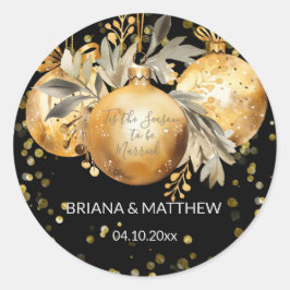 Sello de Navidad Boda Dorado Negro