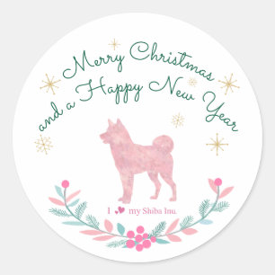 Sello de Navidad de Shiba Inu personalizado en ros
