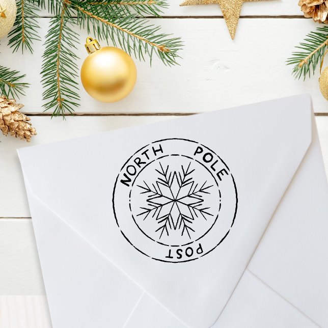 Sello de Navidades de copos de nieve del Polo Nort (North Pole Post Snowflake Christmas Seal Rubber Stamp)