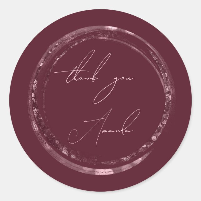 Sello de nombre Gracias Rosa Borgoña Brillante  (Anverso)