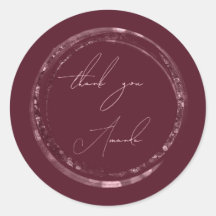 Sello de nombre Gracias Rosa Borgoña Brillo