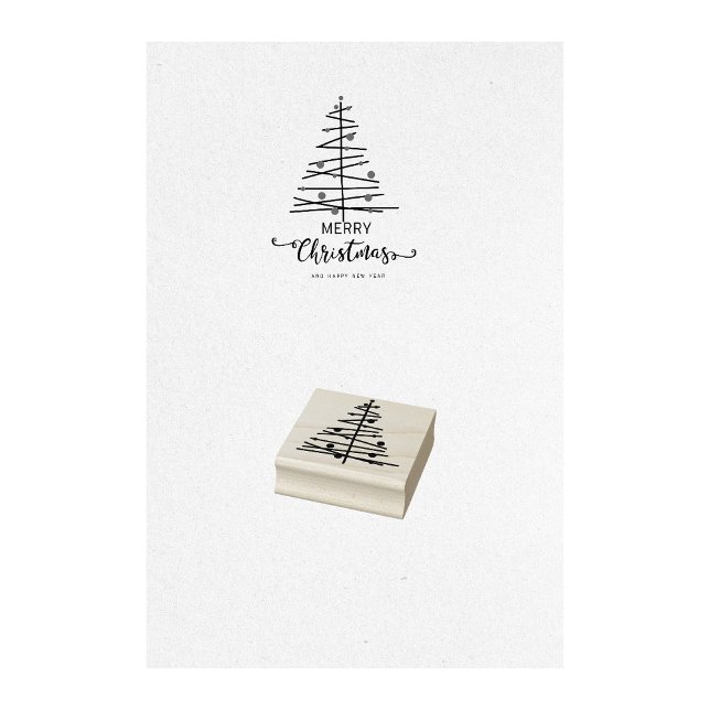 Sello de ornamento de árbol de Navidad (christmas tree stamp, ornament stamp, holiday stamp, festive stamp, decorated tree stamp, )