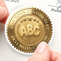 Sello de oro de lámina 3D personalizable ABC lindo