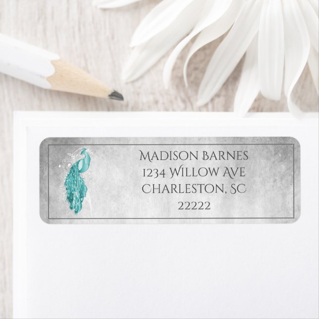 Sello de pavo real elegante verde azulado (In situ)