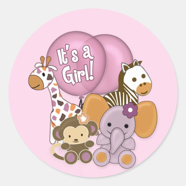 Sello de Pegatina CJ-O de Monkey Elephant Baby Sho (Anverso)
