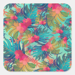 Sello de Pegatina de acuarela floral tropical