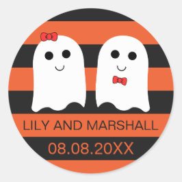 Sello de Pegatina de Boda de Halloween Pareja Fant