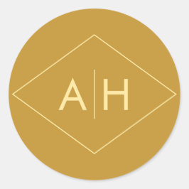 Sello de Pegatina de Boda geométrico moderno en or