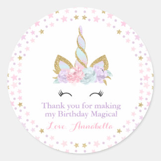 Sello de Pegatina de etiquetas de unicornio rosa y