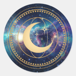 Sello de Pegatina de la luna de galaxia celeste