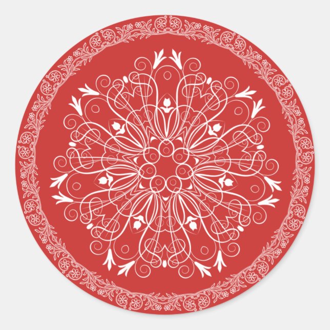 Sello de pegatina de navidad de círculo floral (Anverso)
