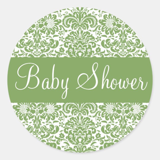 Sello de Pegatina de sobre Damask de Baby Shower (Anverso)